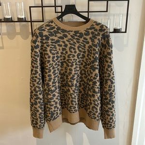 All Saints Leopard Print Alpaca Sweater